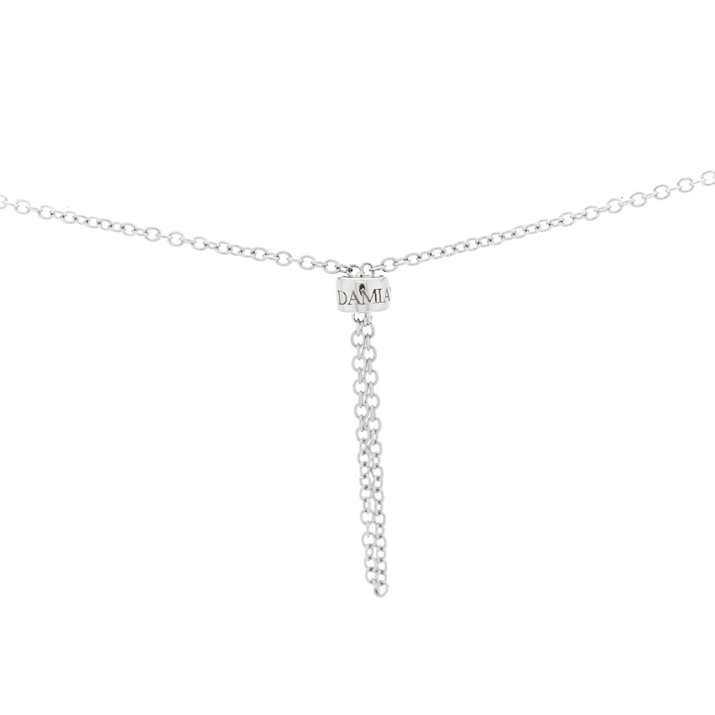 18K White Gold Diamond D Side Pendant Necklace