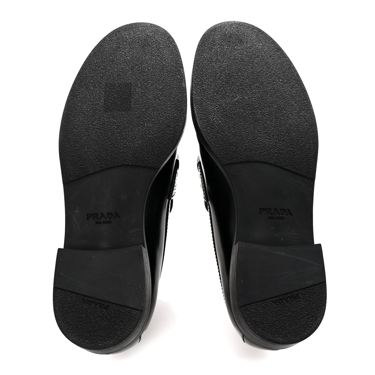 Prada Spazzolato Metal Triangle Logo Loafers 36 Black 6 of 10