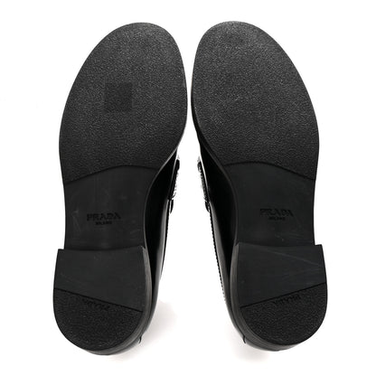 Prada Spazzolato Metal Triangle Logo Loafers 36 Black 6 of 10