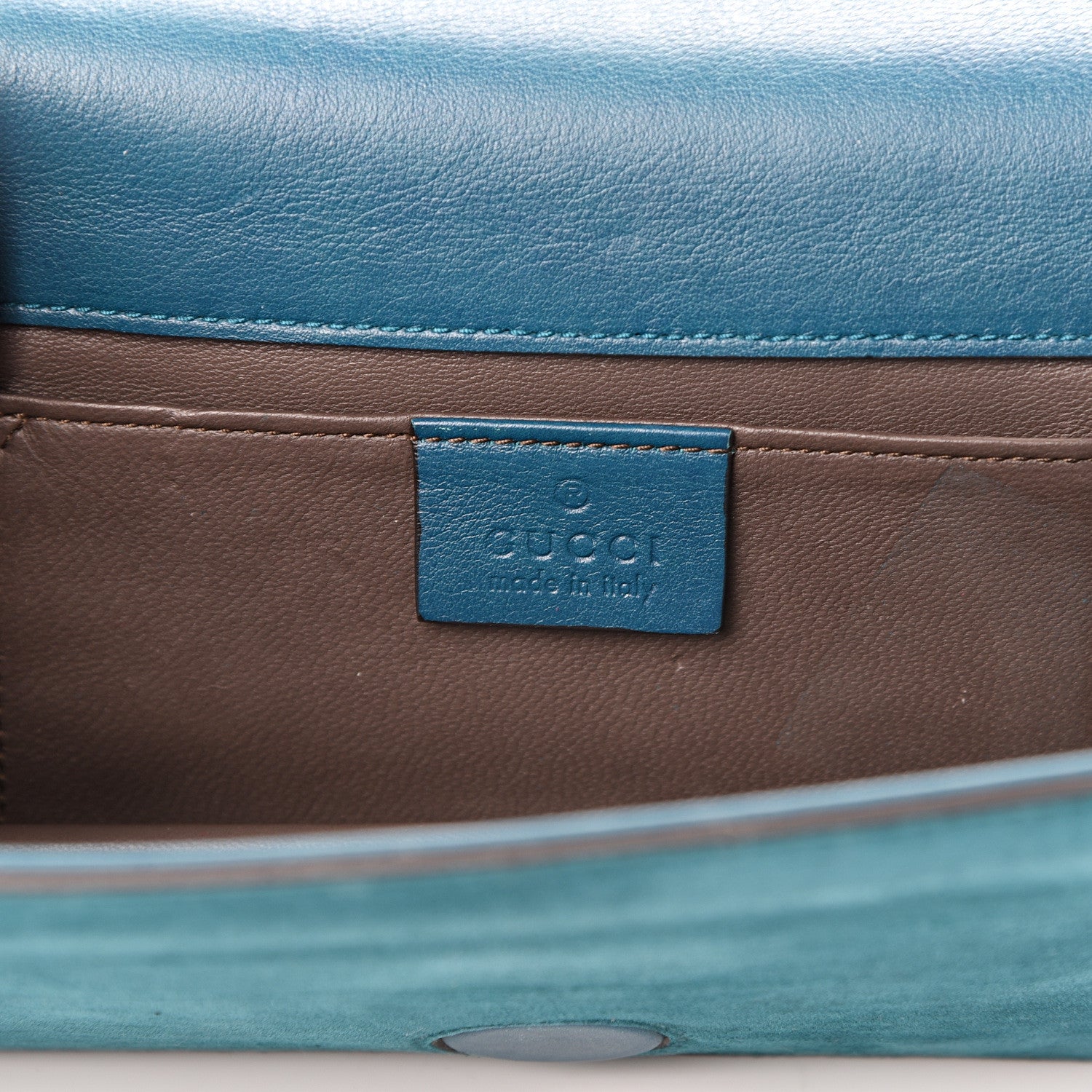 Gucci Suede Crystal Broadway Clutch Teal Green 5 of 14