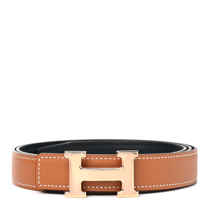 Hermes Epsom Swift 24mm H Belt 95 Gold Black 1 of 7