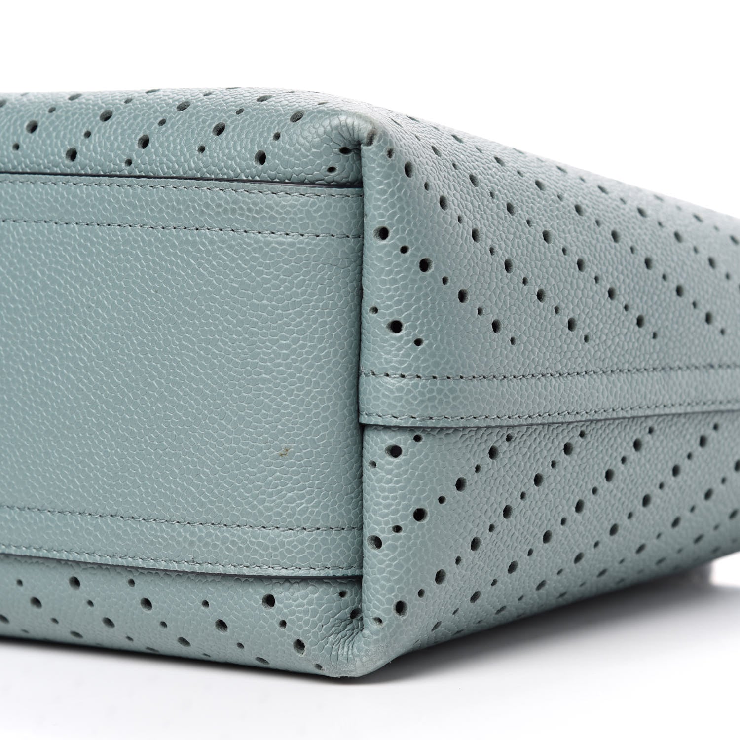 Chanel Perforated Grained Calfskin Large Shopping Tote Green 8 of 14