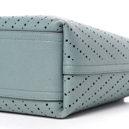 Chanel Perforated Grained Calfskin Large Shopping Tote Green 8 of 14