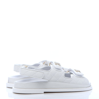 Chanel Grained Calfskin Velcro Dad Sandals 37.5 White 4 of 9