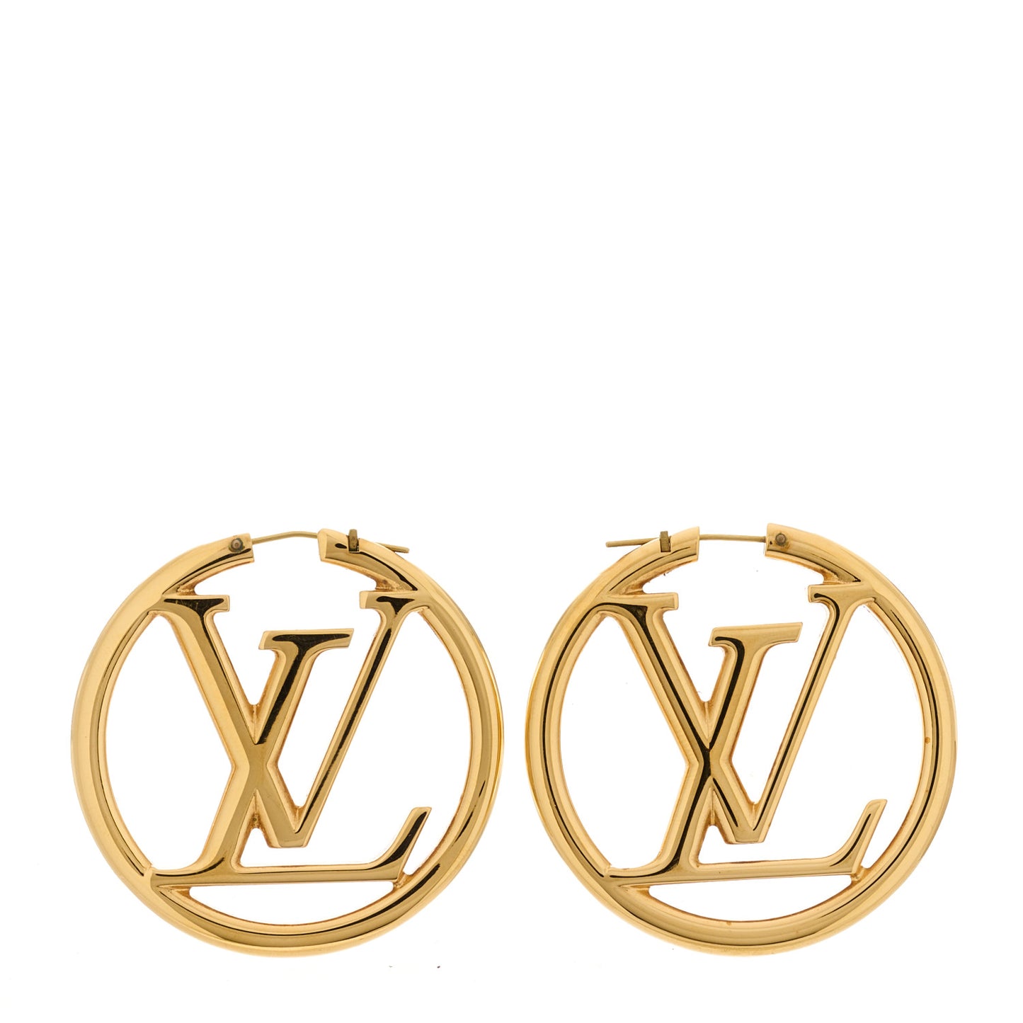 LOUIS VUITTON Metal Louise Hoop Earrings Gold