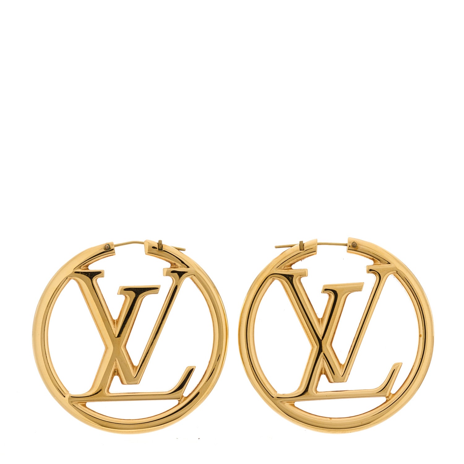 Louis Vuitton LOUIS VUITTON Metal Louise Hoop Earrings Gold 1 of 4