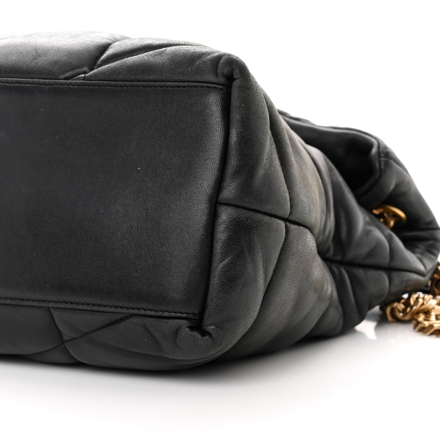 Saint Laurent Lambskin Quilted Medium Loulou Puffer Monogram Chain Satchel Black 10 of 13