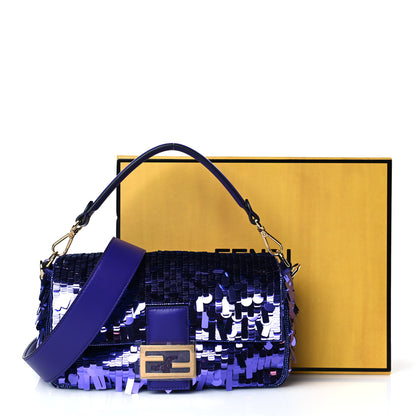 Fendi Sequin Paillettes Shiny Nappa Sex and the City Baguette Viola Purple Rain 12 of 12