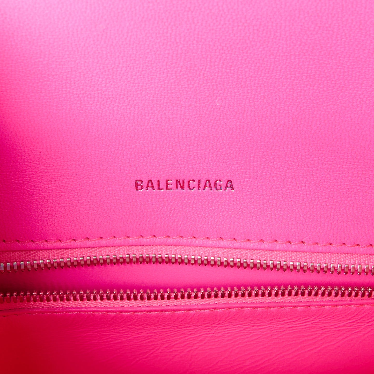 Shiny Box Calfskin Small Hourglass Top Handle Bag Fluo Pink