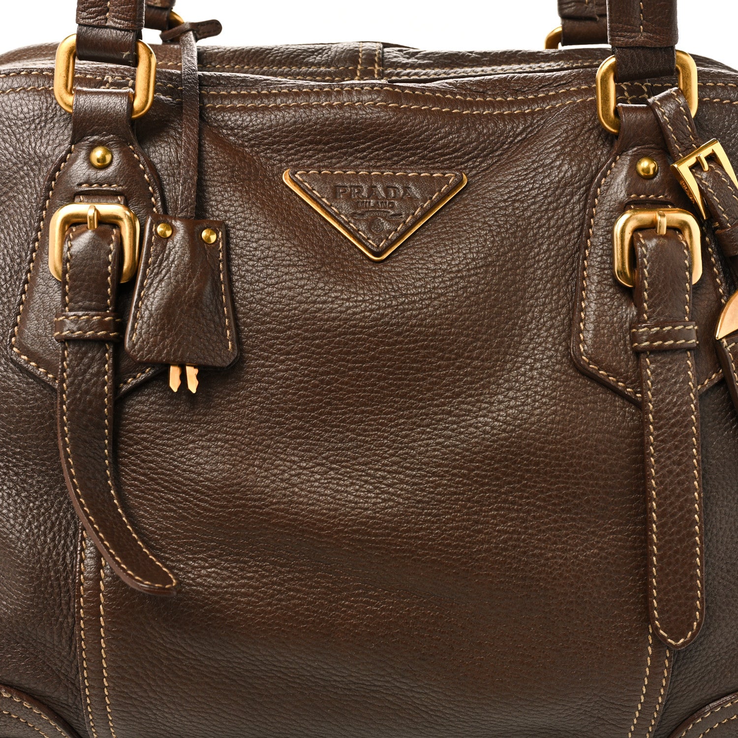 Prada Vitello Daino Satchel Bruciato 8 of 12