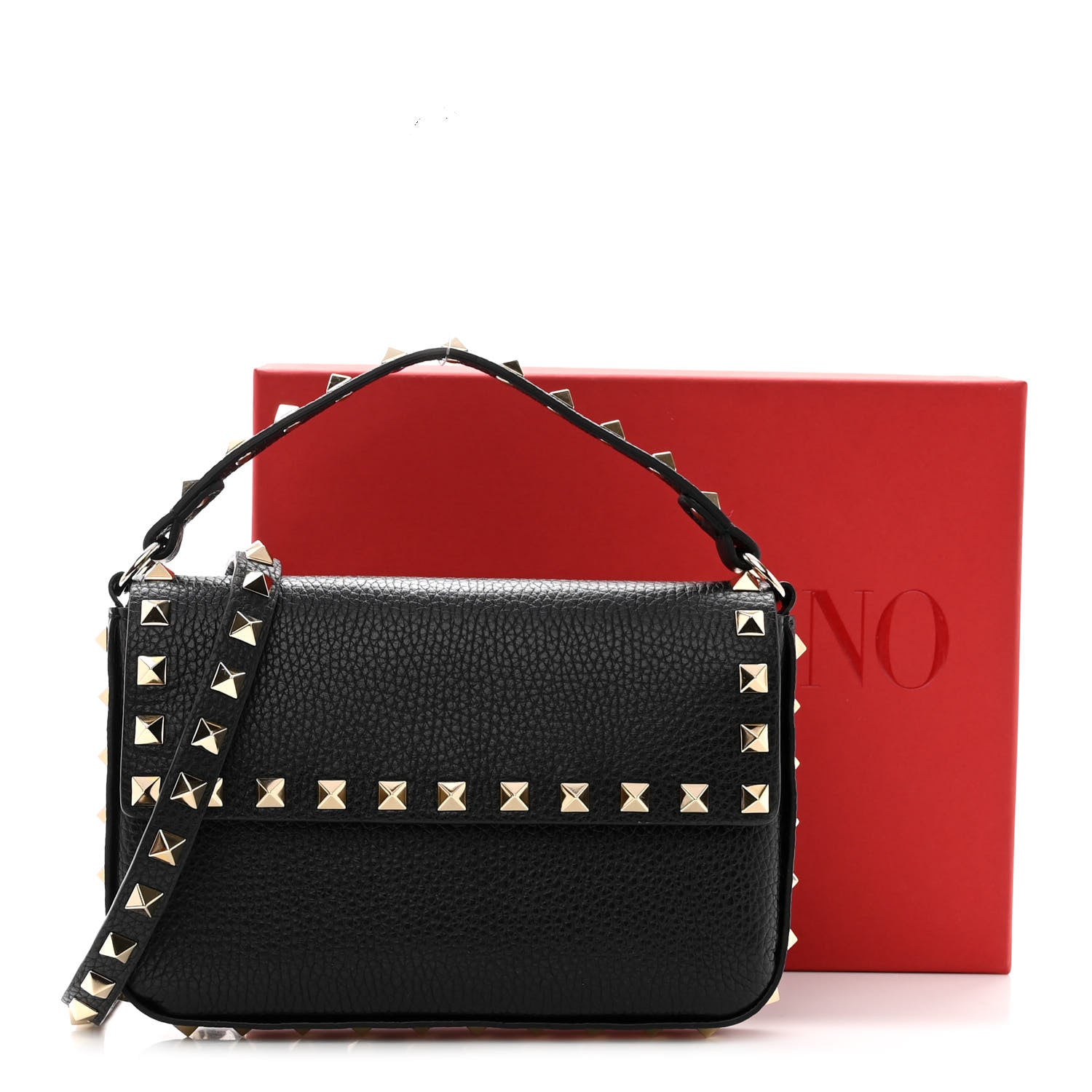 Valentino Garavani Grainy Calfskin Rockstud Crossbody Pouch Black 10 of 10
