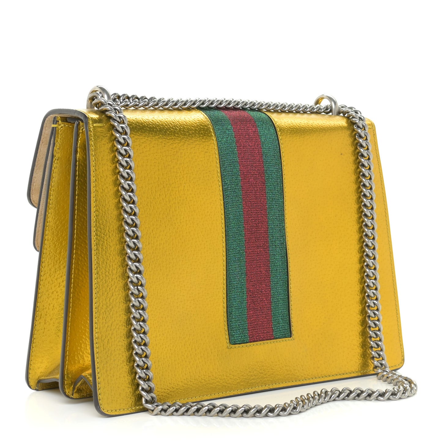 Metallic Calfskin Medium Dionysus Shoulder Bag Yellow