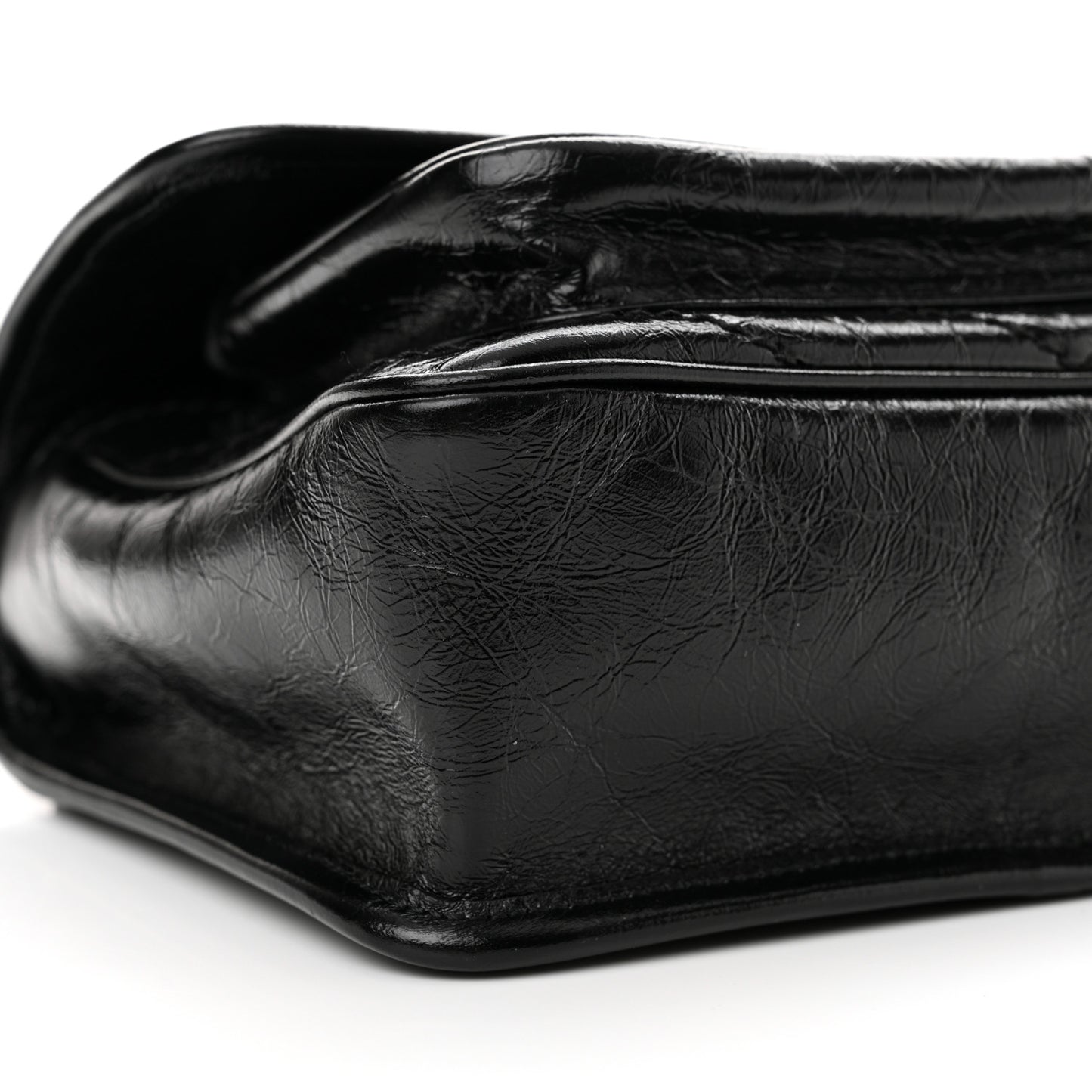 Crinkled Lambskin Matelasse Monogram Baby Niki Chain Satchel Black