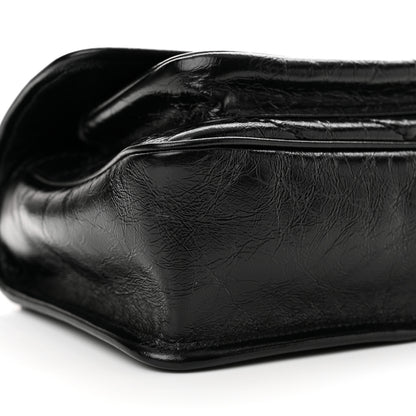 Saint Laurent Crinkled Lambskin Matelasse Monogram Baby Niki Chain Satchel Black 9 of 12