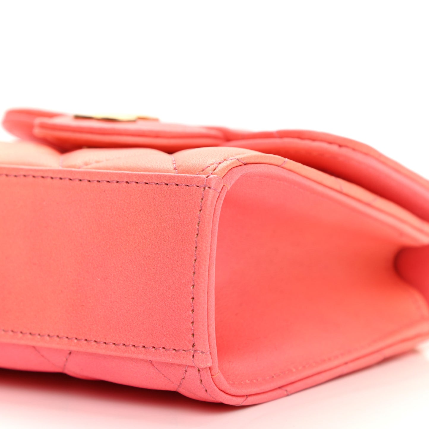 Lambskin Quilted Ombre Top Handle Flap Clutch With Chain Rose
