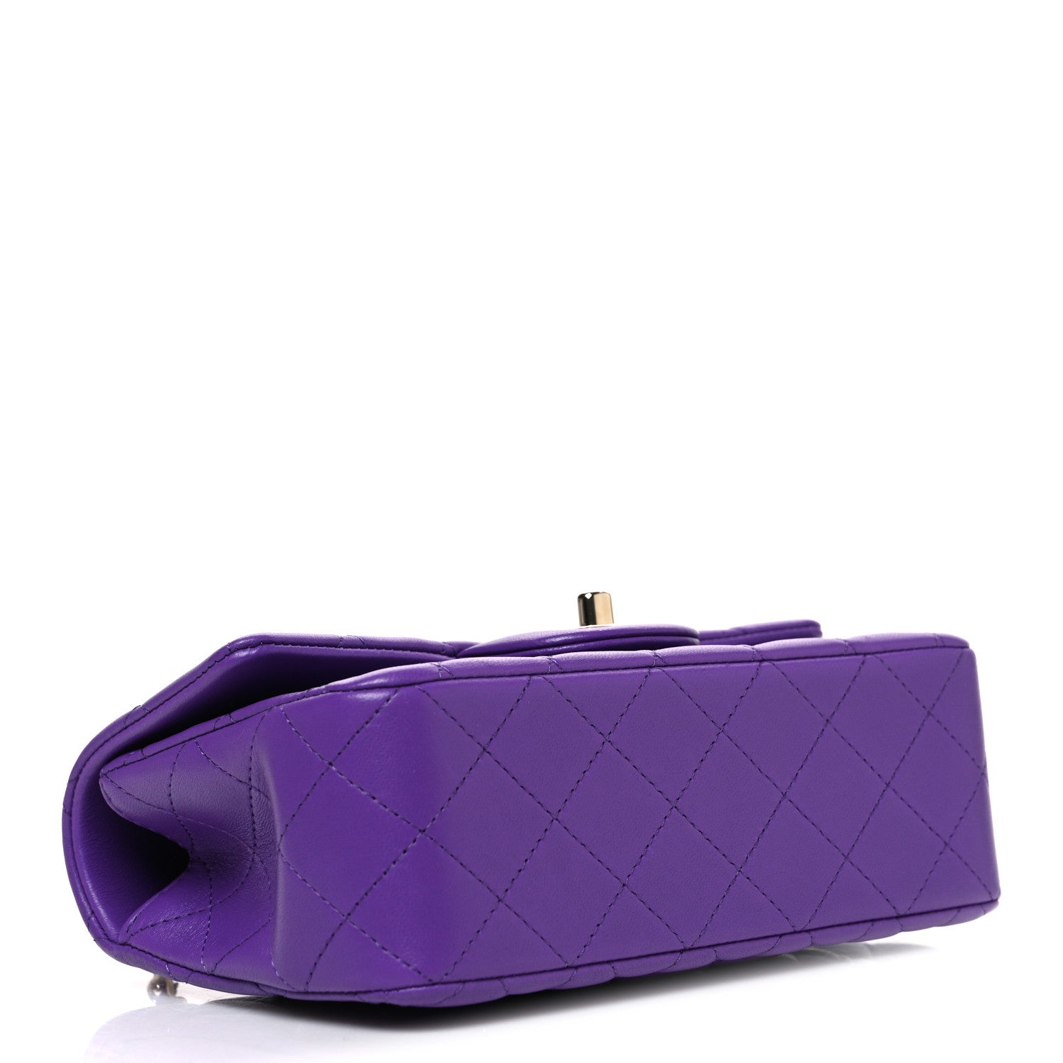 Chanel Lambskin Quilted Mini Top Handle Rectangular Flap Dark Purple 4 of 10