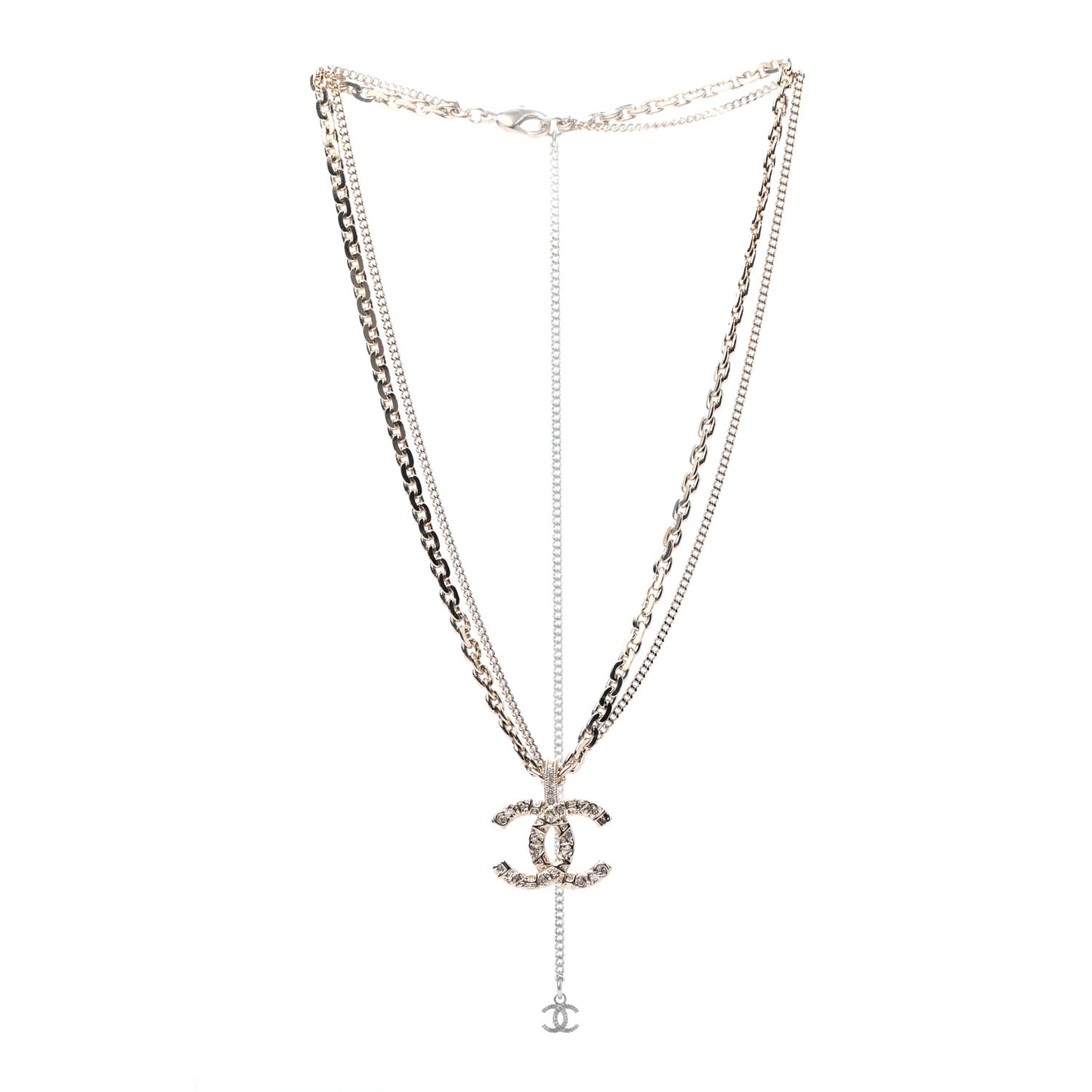 Crystal CC Multi Strand Chain Necklace Gold