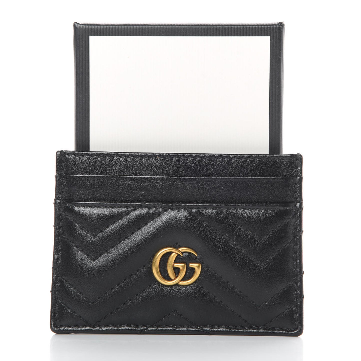Calfskin Matelasse GG Marmont Card Holder Black