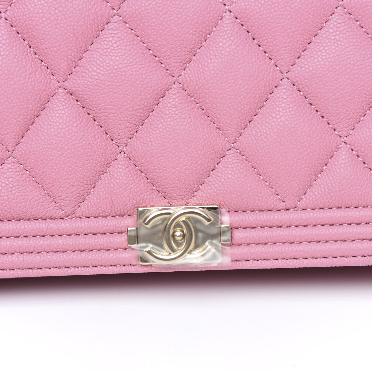 Caviar Quilted Boy Wallet On Chain WOC Light Pink