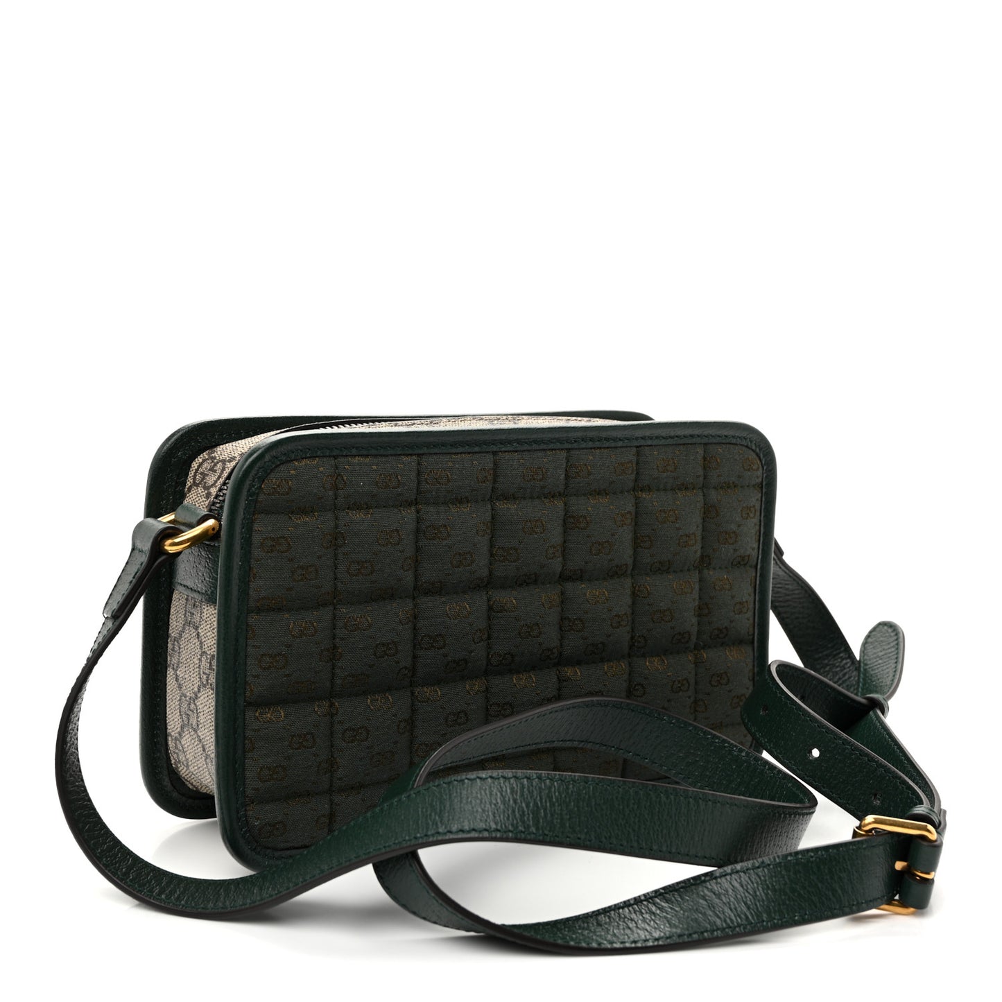 Monogram GG Mignon Textured Dollar Calfskin GG Supreme Monogram Quilted Mini GG Shoulder Bag Green Beige Ebony