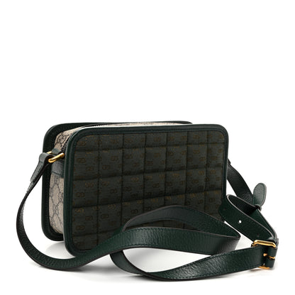 Gucci Monogram GG Mignon Textured Dollar Calfskin GG Supreme Monogram Quilted Mini GG Shoulder Bag Green Beige Ebony 3 of 9