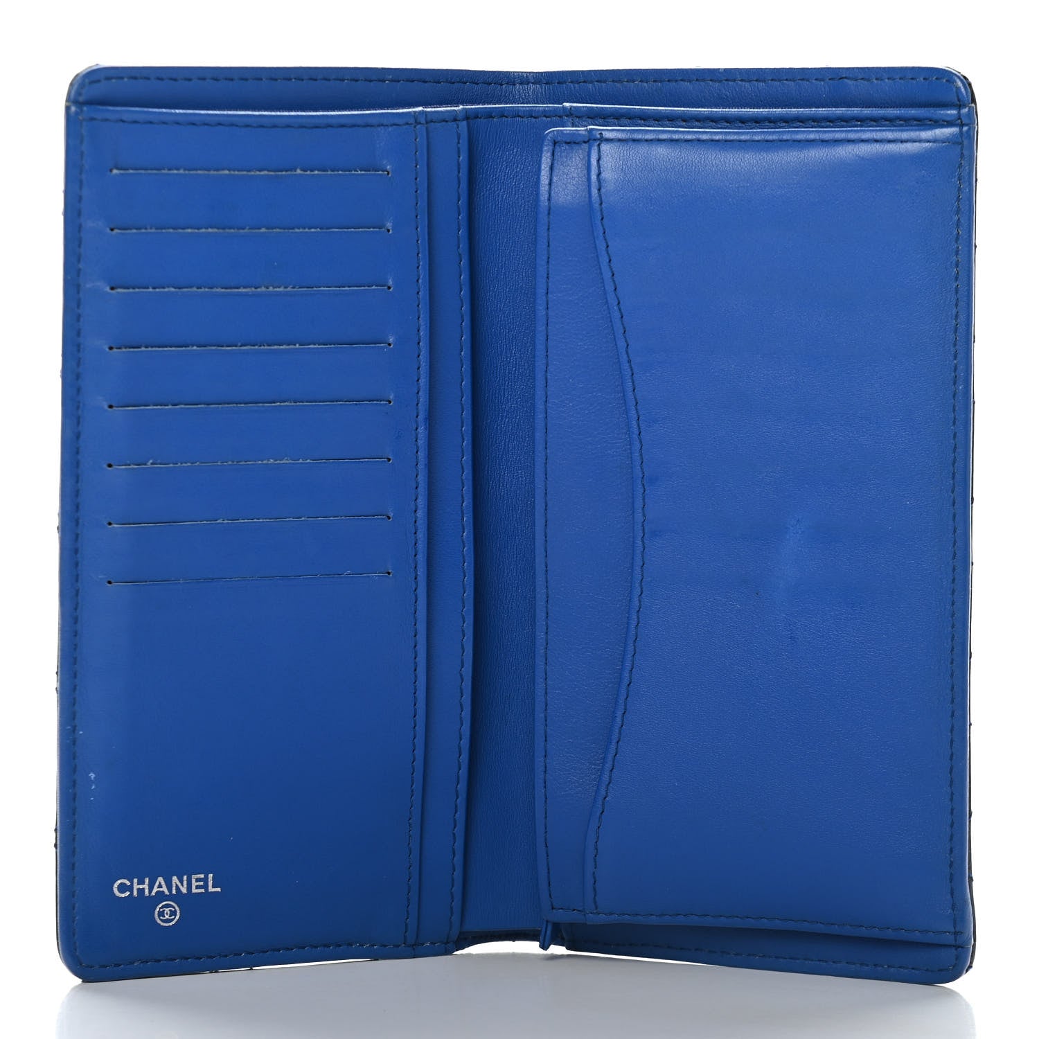 Chanel Patent Calfskin Quilted Yen Wallet Blue 5 of 7