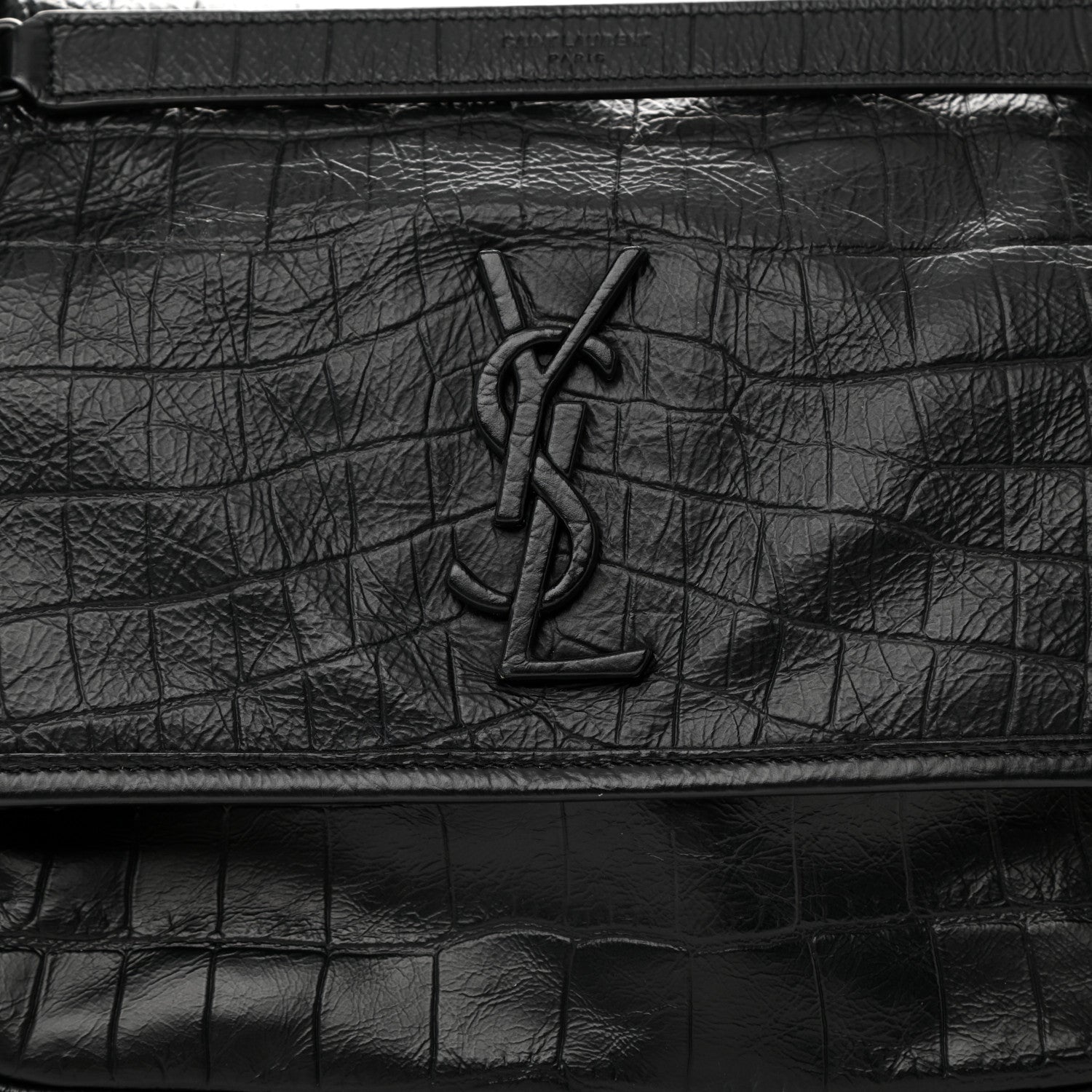Saint Laurent Crinkled Calfskin Matelasse Monogram Medium Niki Chain Satchel Black 8 of 8