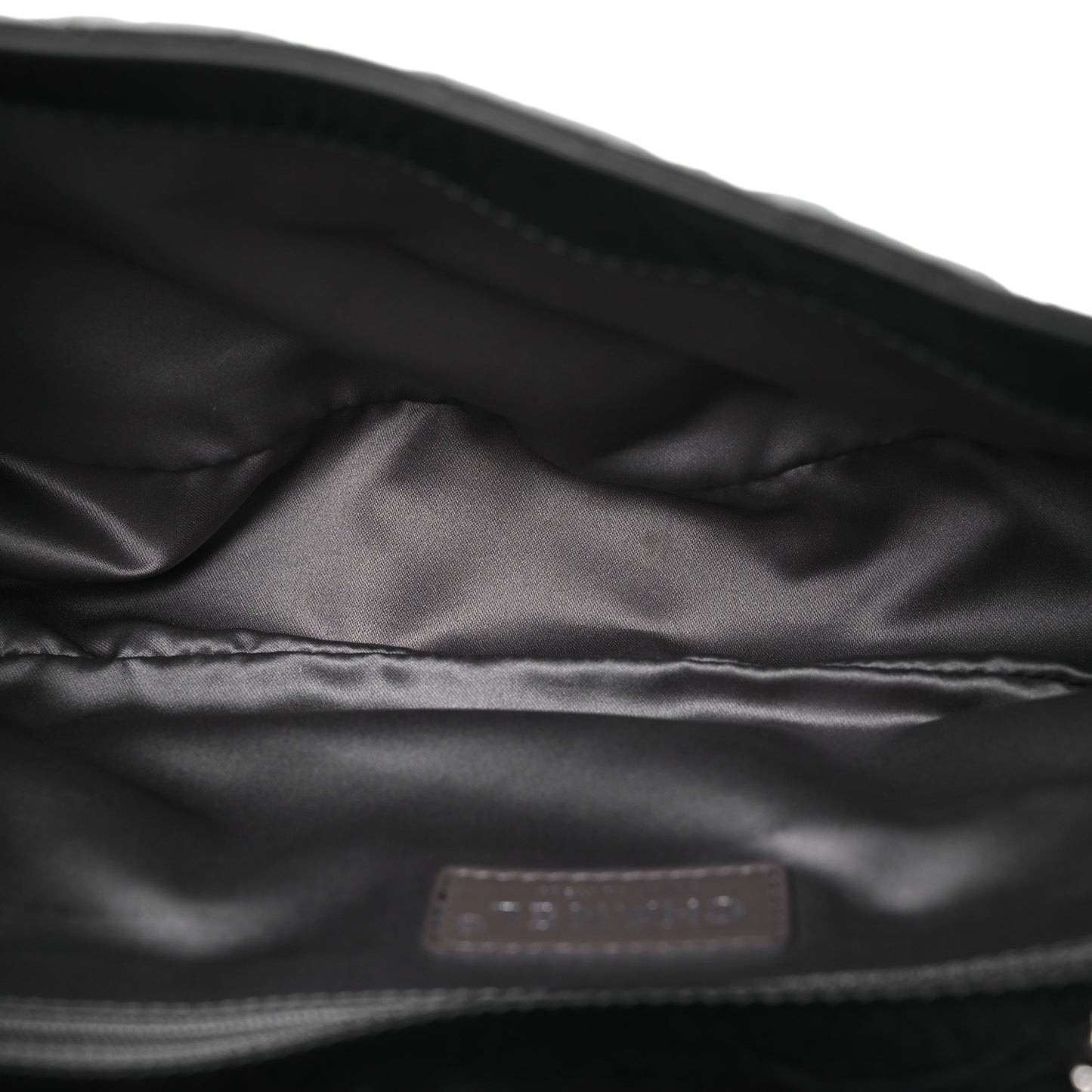 Glazed Calfskin Quilted CC Single Flap Black