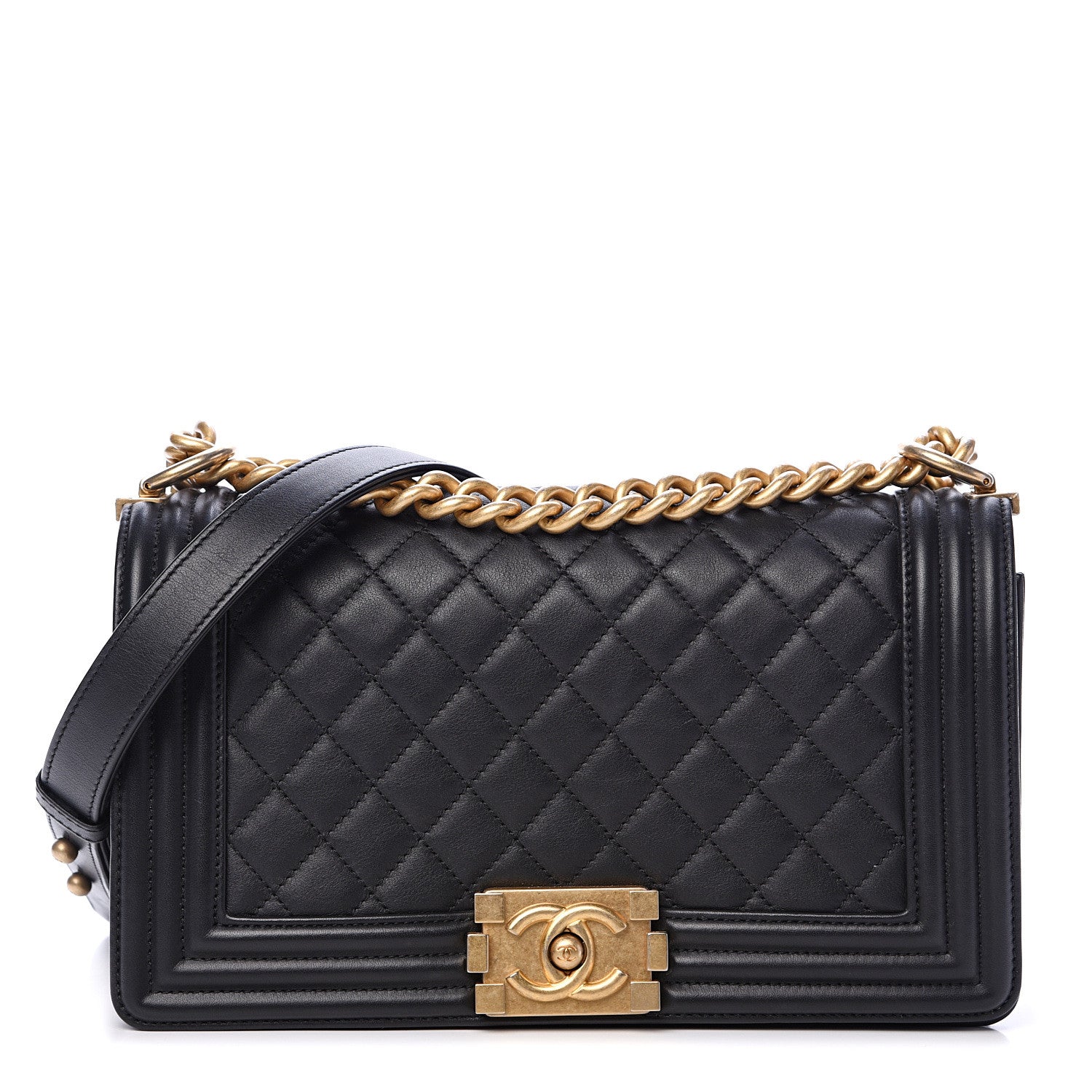 Chanel Calfskin Quilted Medium Boy Flap Black 1 of 12