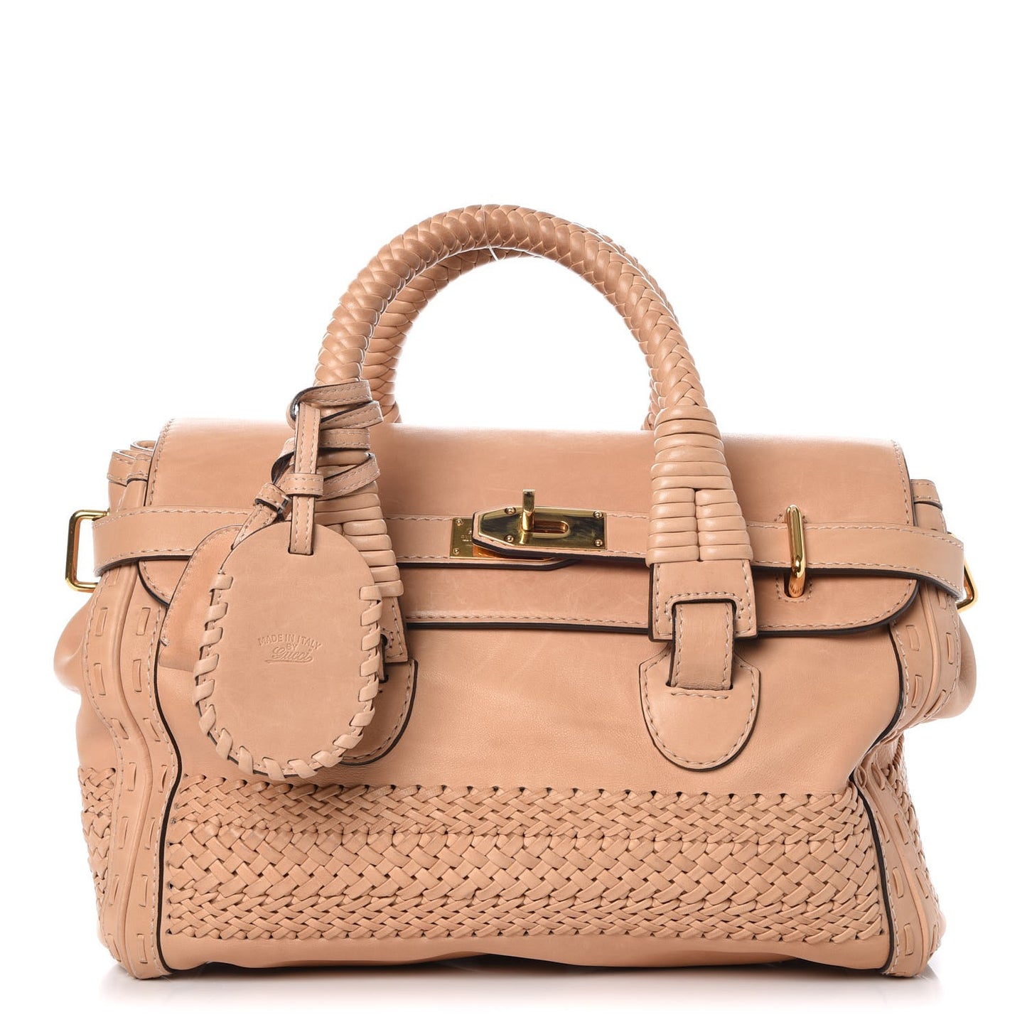 Calfskin Handmade Medium Top Handle Bag Taupe