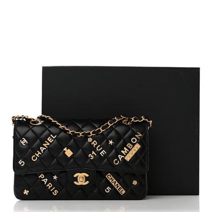 Chanel Lambskin Quilted Medium Rue Cambon Charms Double Flap Black 14 of 14