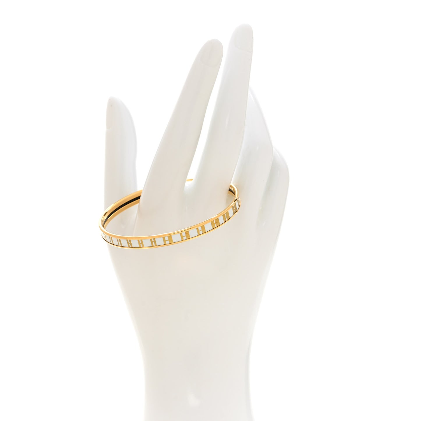 Enamel Printed Extra Narrow OP'H Bracelet 65 Jaune D'Or White