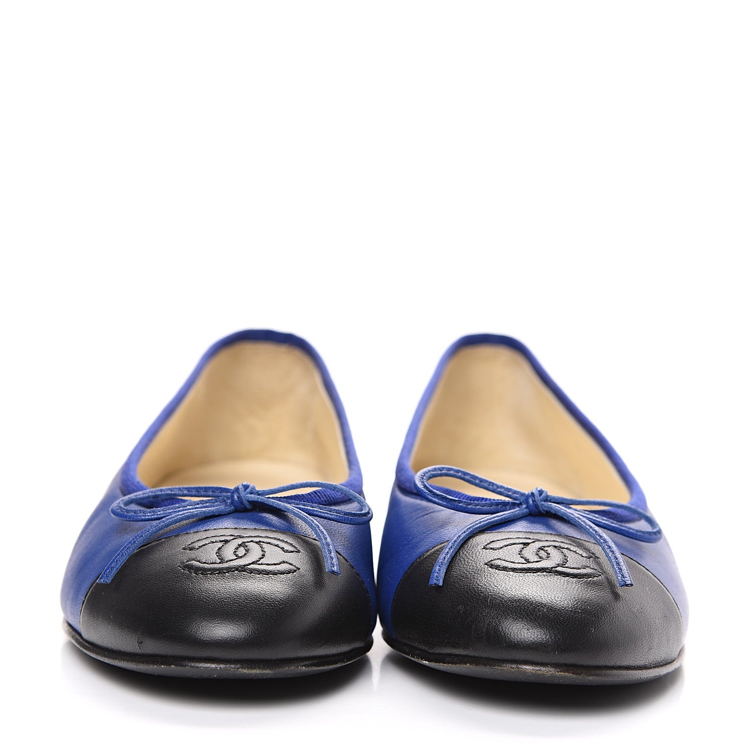 Chanel Calfskin CC Cap Toe Ballerina Flats 36 Blue 2 of 8