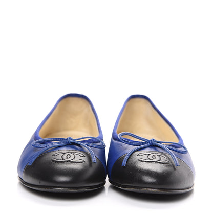 Chanel Calfskin CC Cap Toe Ballerina Flats 36 Blue 2 of 8