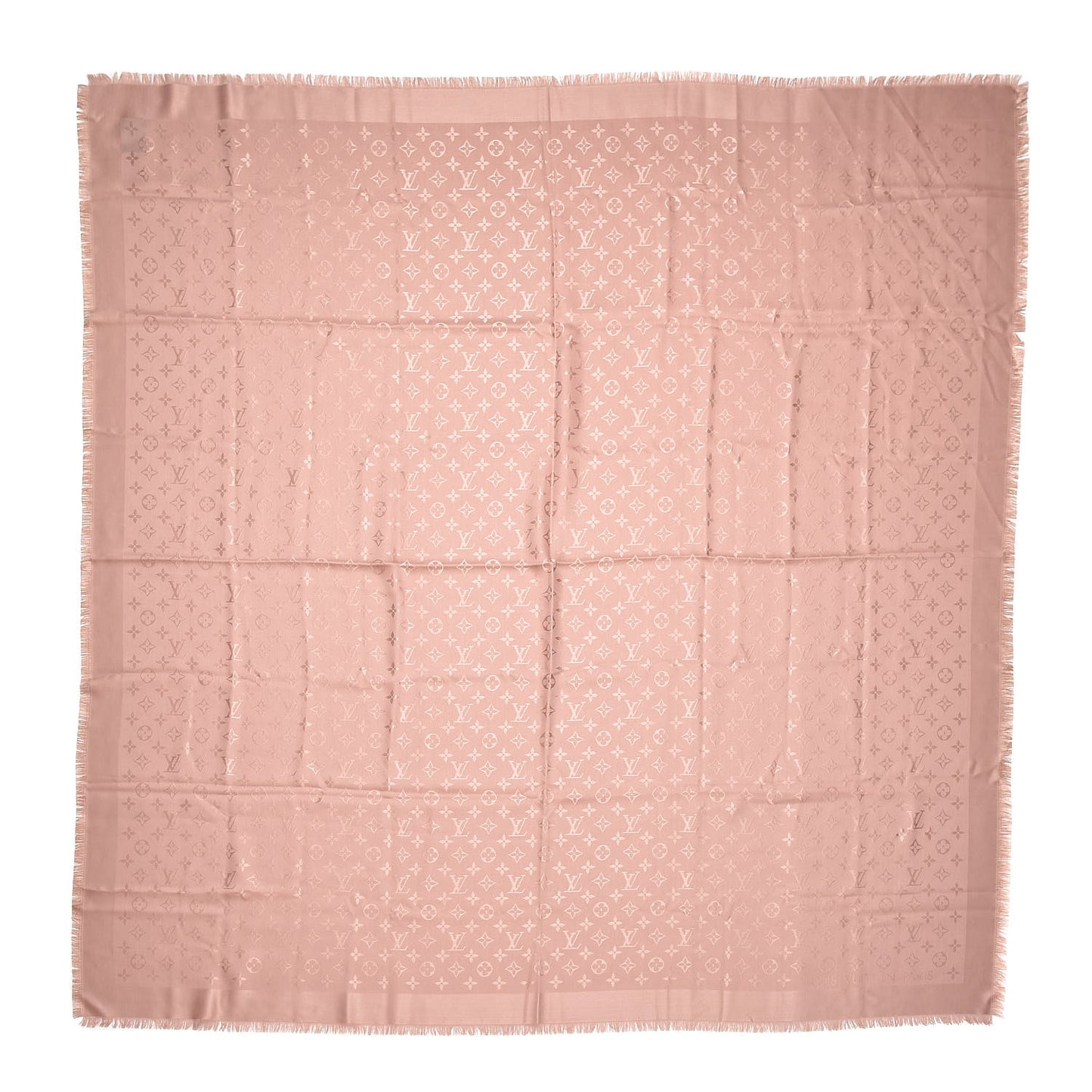 Silk Wool Monogram Shawl Natural