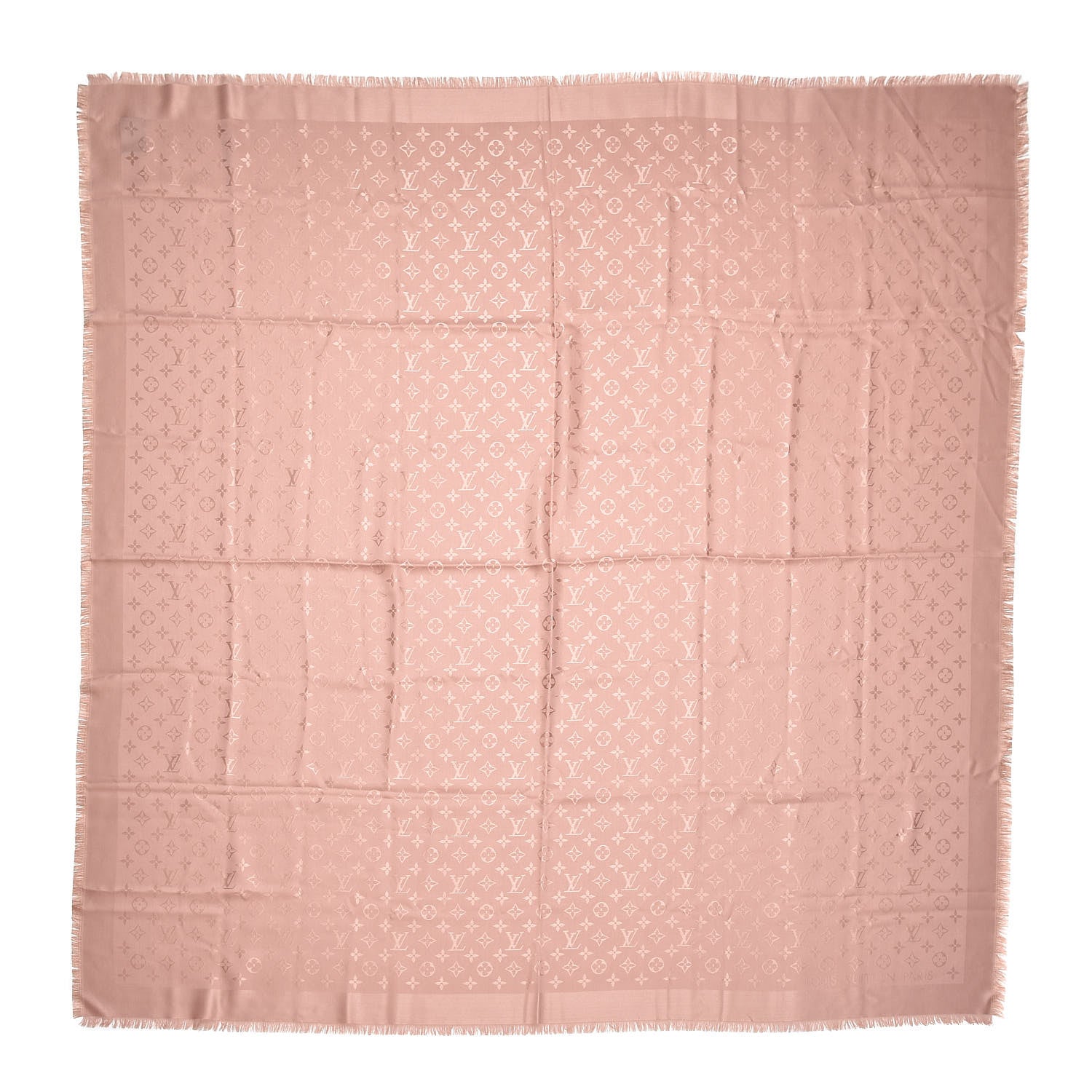 Louis Vuitton Silk Wool Monogram Shawl Natural 1 of 4