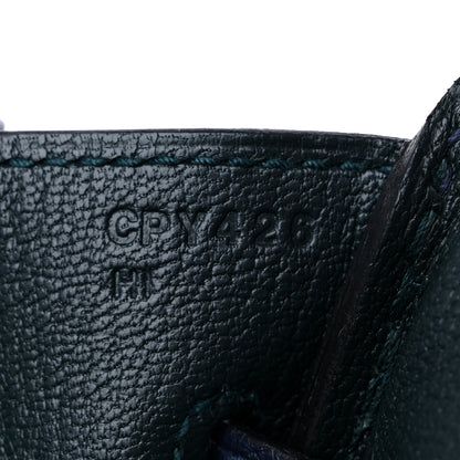 Hermes Togo Swift Officier Birkin 30 Bleu Nuit Vert Cypress 7 of 9