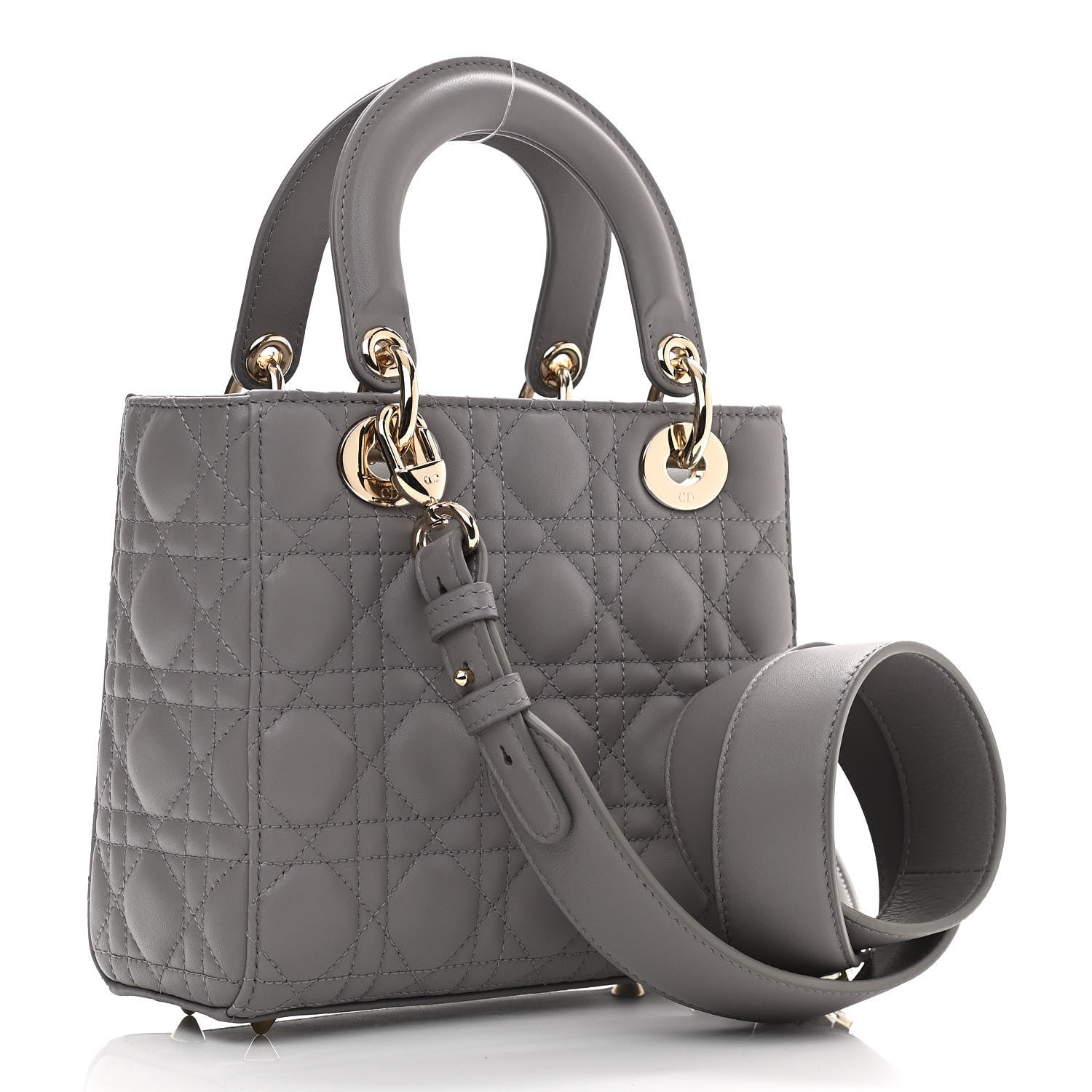 Christian Dior Lambskin Cannage Small My ABCDior Lady Dior Grey 3 of 10