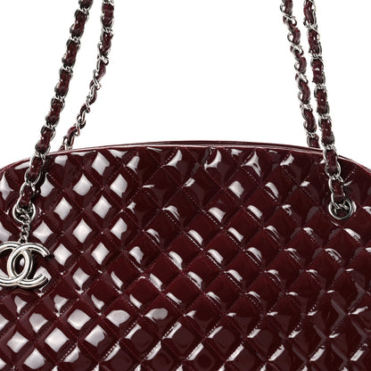 Chanel Patent Quilted Maxi Just Mademoiselle Bowling Bag Burgundy 8 of 10