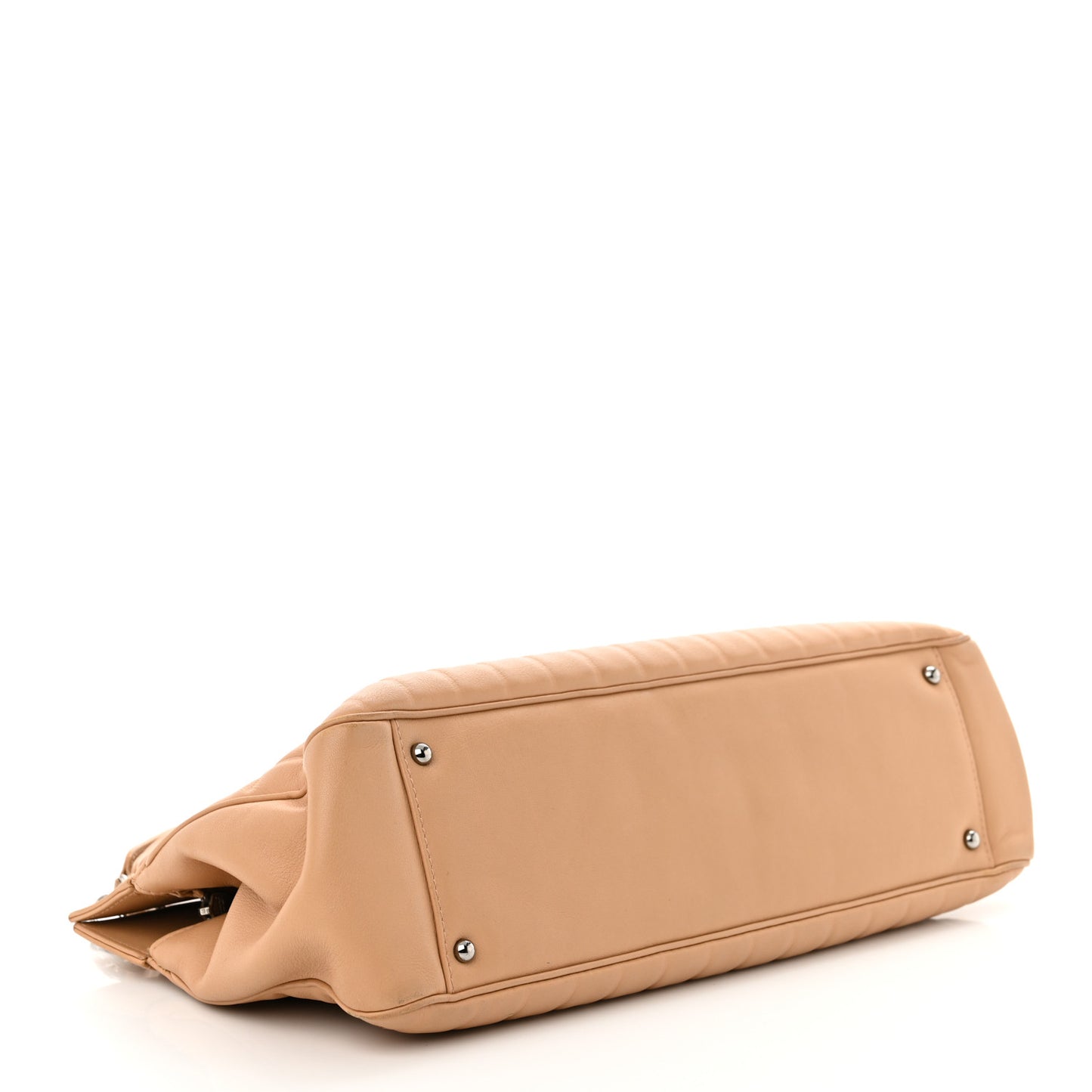 Calfskin Vertical Quilted Lax East West Shoulder Bag Beige
