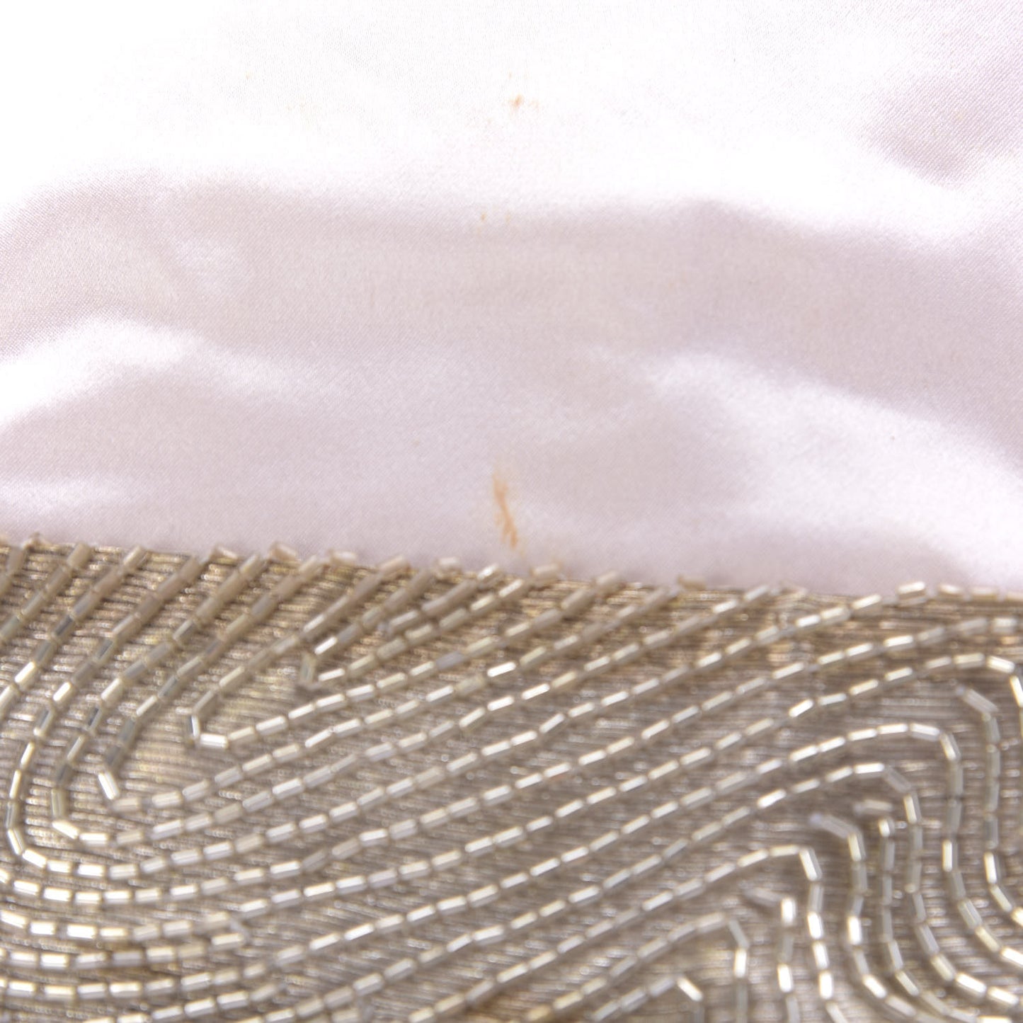 Beaded Fabric Flap Clutch Beige
