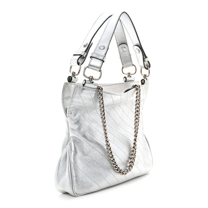 Gucci Sakai Be Green Calfskin Diagonal Stitched Small Blondie Tote Silver 3 of 11