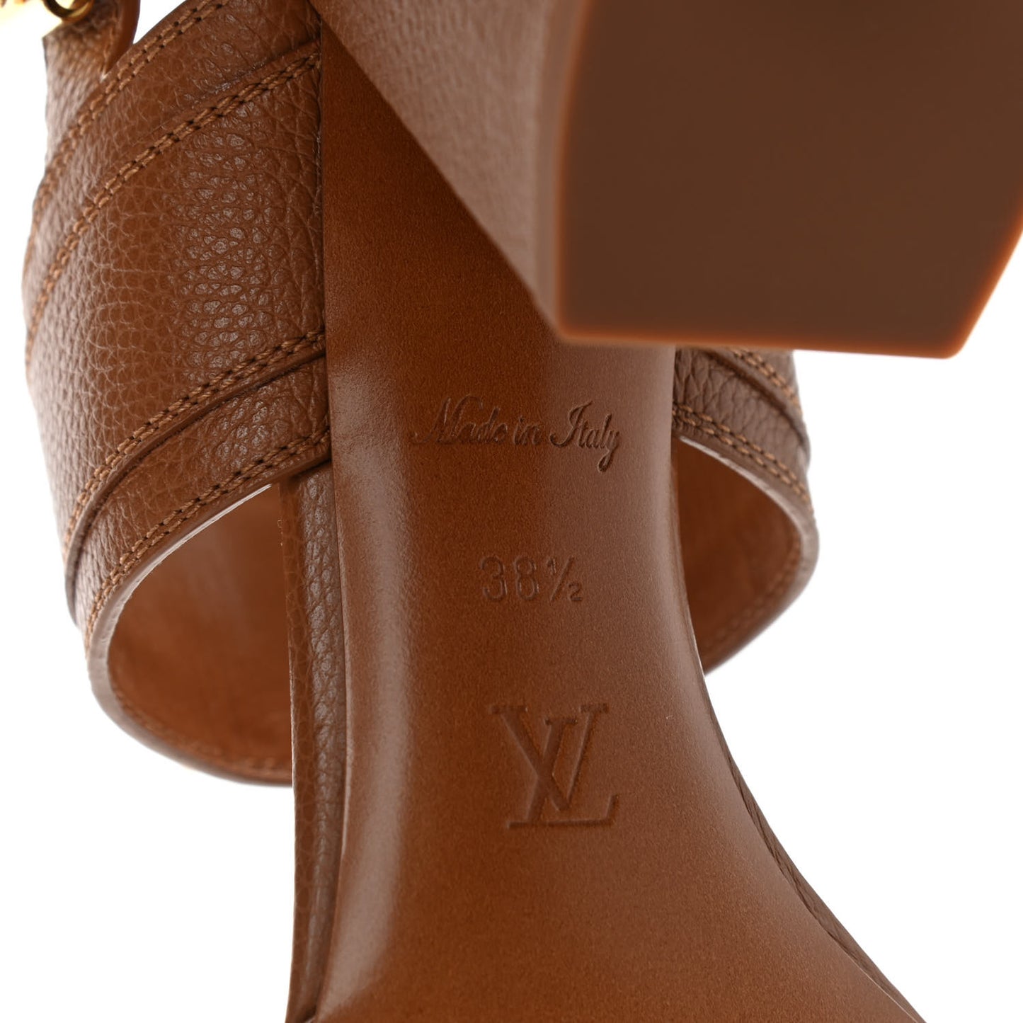 Grained Calfskin Horizon Sandals 38.5 Cognac Brown