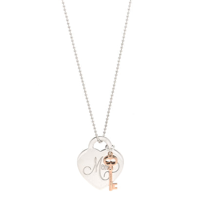 Tiffany Sterling Silver Rubedo Mom Heart Tag Key Pendant Necklace 1 of 5