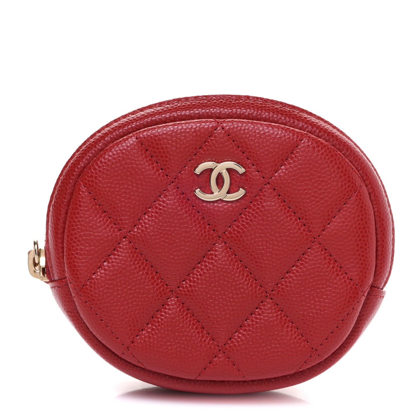 Caviar Quilted Zip Around Classic Coin Purse Dark Pink
