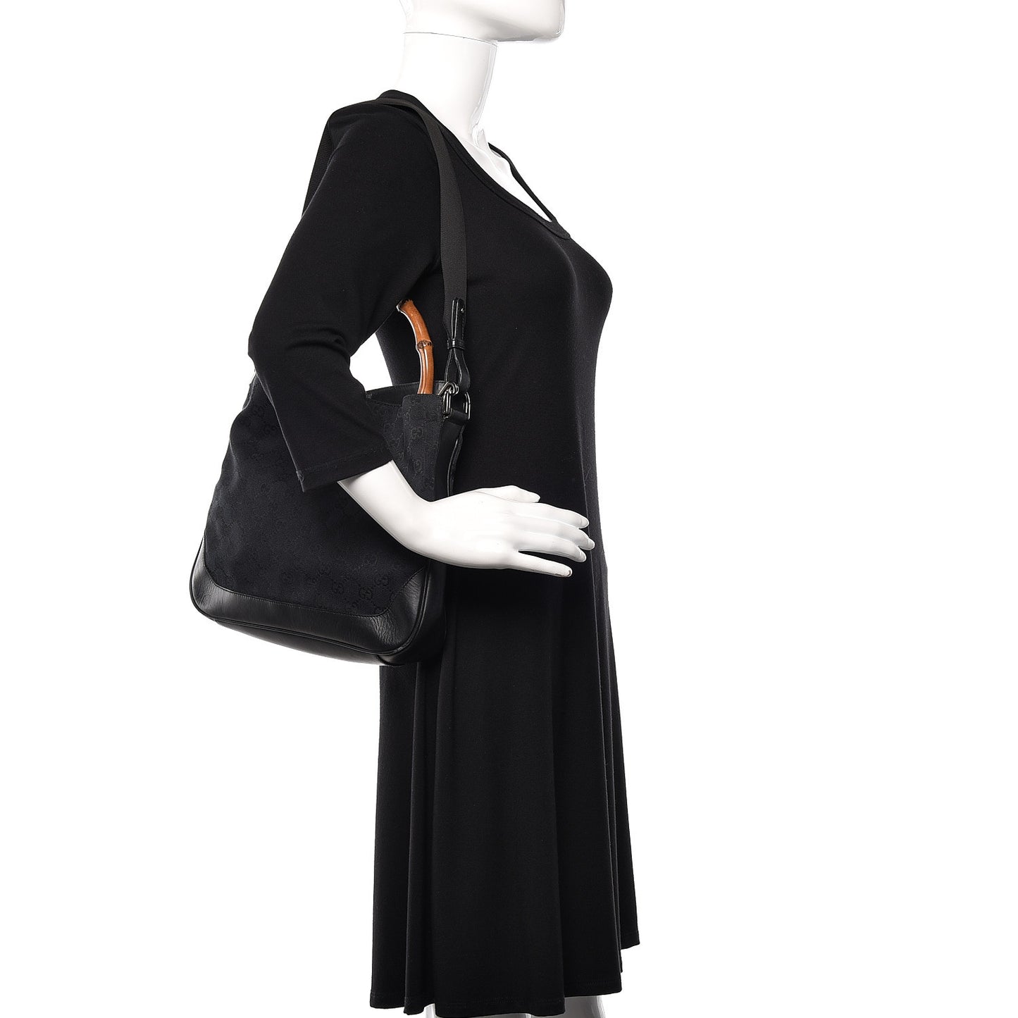 Monogram Bamboo Top Handle Bag Black