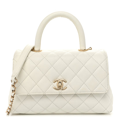 Chanel Caviar Quilted Mini Coco Handle Flap White 1 of 10