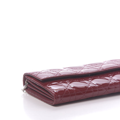 Christian Dior Patent Cannage Lady Dior Rendezvous Wallet On Chain Red 8 of 10