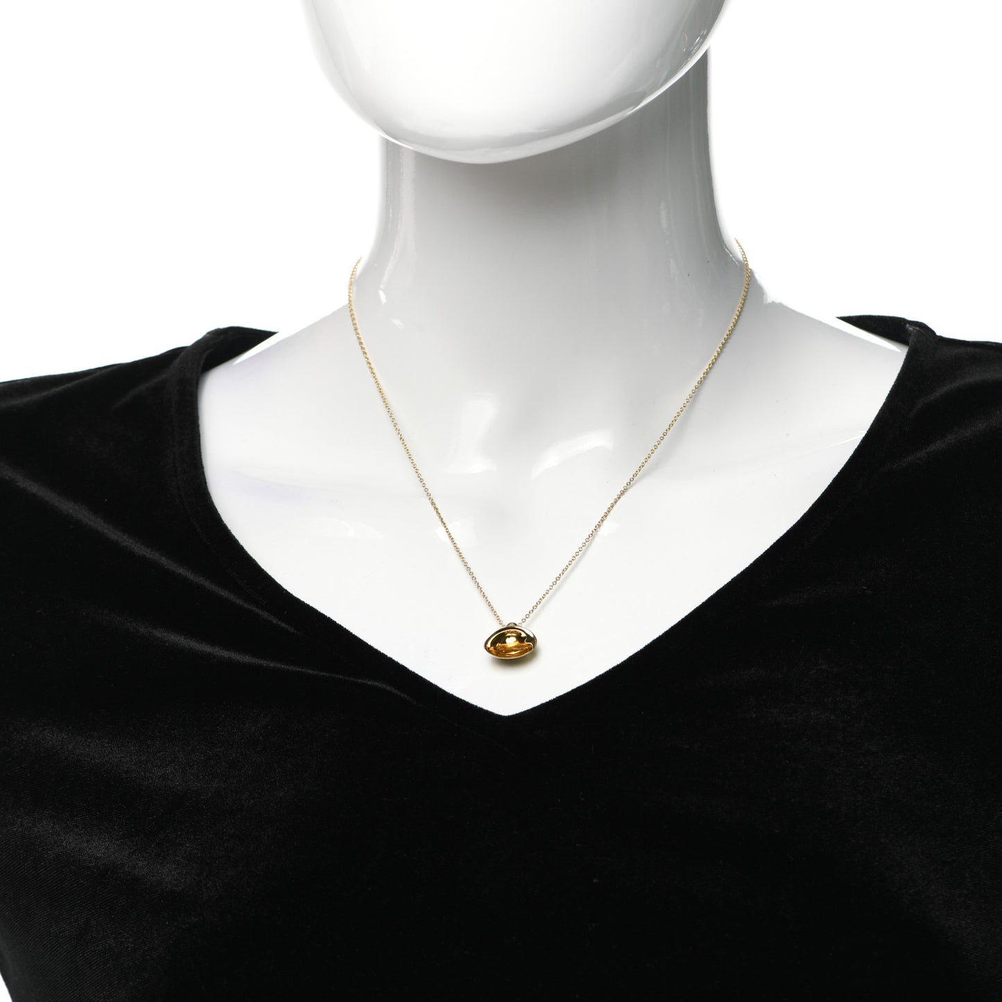 18K Yellow Gold Elsa Peretti Cat Island Beach Shell Pendant Necklace