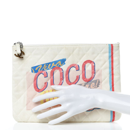 Chanel Canvas Large Coco Cuba Cosmetic Case Yellow Turquoise 2 of 16